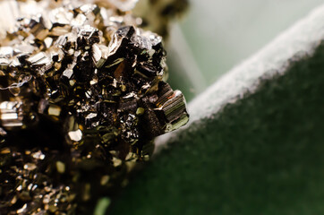Macro photography of stone crystal in green background