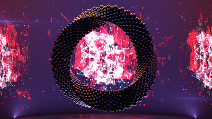 Abstract futuristic technology torus 3D rendering illustration