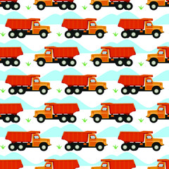  truck pattern with mountains seamless repeat pattern