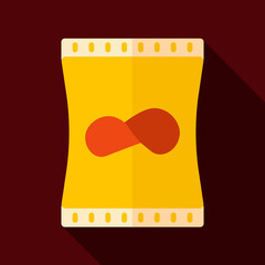Potato chips bag vector icon. Fast food sign