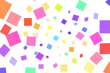 A background of many colored squares of different sizes intersecting with each other on a white background.