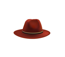 Brown fedora hat. vector illustration