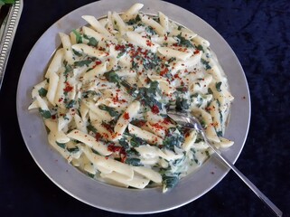 delicious pasta on serving plate