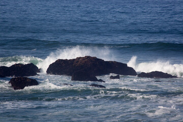 Ocean waves on a rocky shore