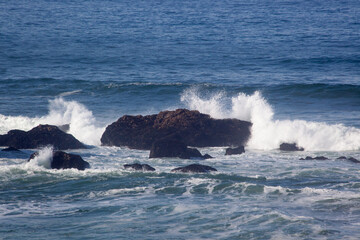 Ocean waves on a rocky shore