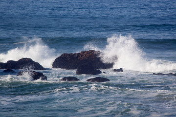 Ocean waves on a rocky shore