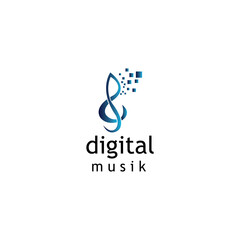 digital logo music line illustration with color vector design