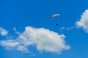 Low angle shot of a paragliding