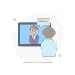 video conference, online meeting. online interview vector flat illustration on white