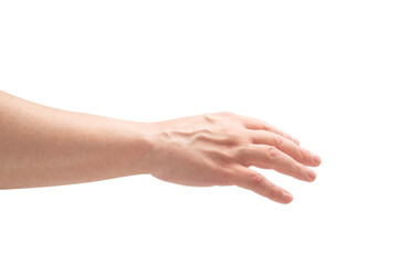 Man hand pointing or touching isolated