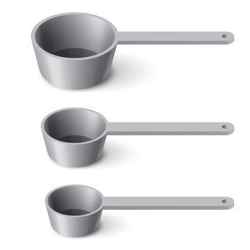 Set of Stainless Steel Measuring Spoons in Varying Sizes, Used to Measure an amount of an ingredient. Illustration on a White for Your Web Mobile App Logo Design