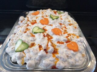 Turkish ravioli with delicious butter on a serving plate