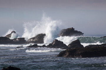 Ocean waves on a rocky shore