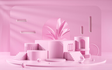 Creative drawing of 3D simulation scene product stand
