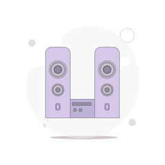 sound system. stereo speakers vector flat illustration on white