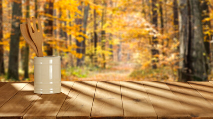 desk of free space and blurred background 
