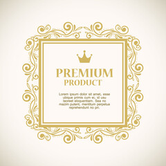 premium product label in gold frame decoration vector illustration design