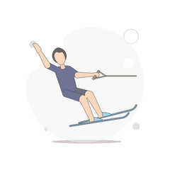 water skiing vector flat illustration on white