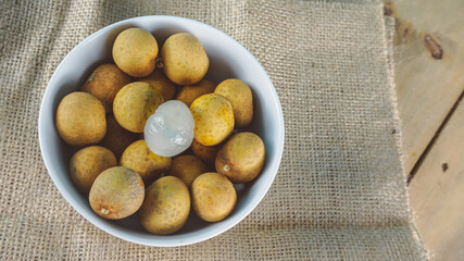 top shot of fresh longan fruits