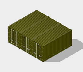 3D Isometric shipping cargo three 20 ft container with closed doors. Large metal containers for transportation. Delivery of cargo shipping. illustration