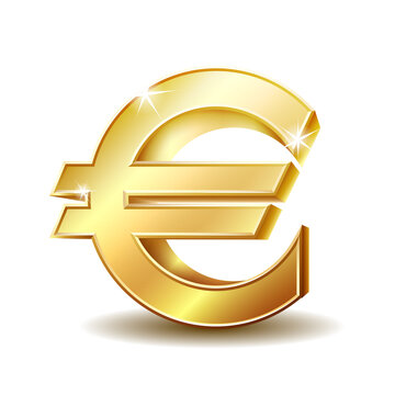 Gold sign euro currency. Vector illustration isolated on white