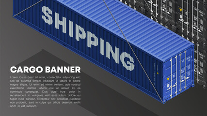 3D Isometric shipping cargo 40 ft container with closed doors. Large metal 40 foot containers for transportation. Delivery of cargo shipping. illustration