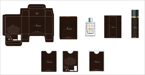 Packaging design, perfume luxury box design template and mock up box. Illustration vector.