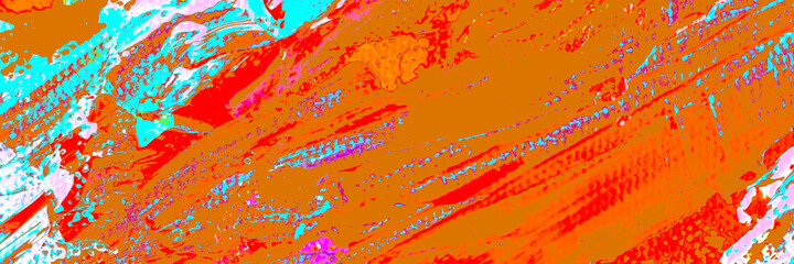 Azure Acrylic Pattern. Orange Wash Decoration.