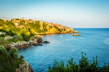 The coves, inlets and old town of Ulcinj, Montenegro in the summertime