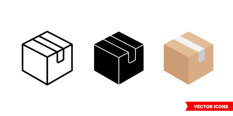 Box icon of 3 types color, black and white, outline. Isolated vector sign symbol.