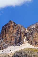 Mountain landscape along the road to Pordoi pass, Dolomites