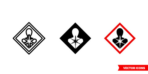 Carcinogen icon of 3 types color, black and white, outline. Isolated vector sign symbol.