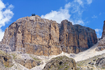 Mountain landscape along the road to Pordoi pass, Dolomites