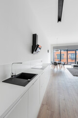 Simple white kitchen area