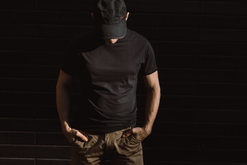 Man in black t-shirt