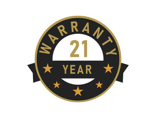 Fototapeta premium 21 year warranty gold text with Black badge vector image