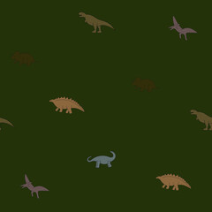 Dinosaur pattern on a dark green background