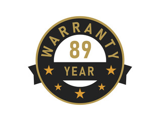 Fototapeta premium 89 year warranty gold text with Black badge vector image