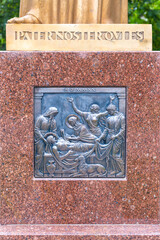 Sculpture of Jesus Christ resurrected near the church of St. Rocha. Minsk. Belarus.