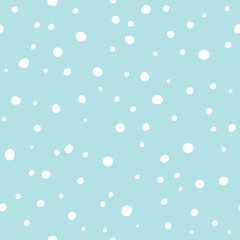 Vector seamless pattern of snowing, hand drawn abstract snow. Simple design for Christmas wrappings, textile and backgrounds