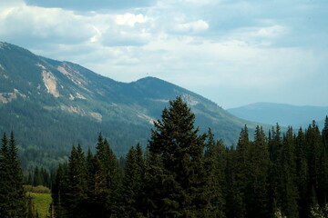 Rocky Mountains - scenery from the Gunnison National Forest -air filled with smoke from fire