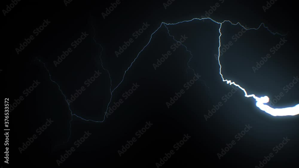 Wall mural beautiful lightning strikes from sky to the camera in slow motion. set of 9 videos realistic and ext