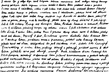 Grunge texture of handwritten unreadable illegible text. Background of unreadable handwritten text. Vector illustration. Overlay template.