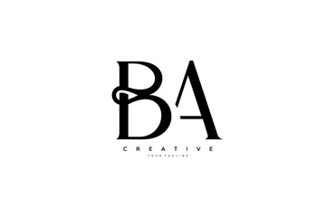 Simple letter BA monogram stylish type design logo