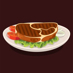 Beef steak detailed vector food drink cooking
