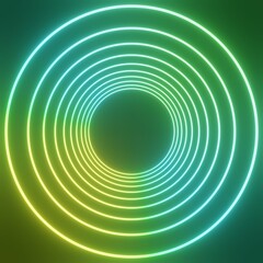 3d glowing magic circle frame. Glowing neon fire wave.