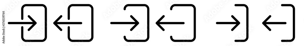 Wall mural login logout icon black | user log in out illustration | account access symbol | enter exit logo | e