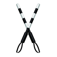 two police wands in black and white with a band for the arm. subject to adjust movement