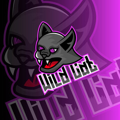 Wild cat mascot sport esport logo design. The high-resolution Esport Gaming logo is suitable for your team's mascot © Setia69