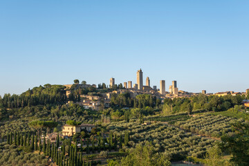 Fototapeta na wymiar The medieval skyline of San Gimignano. Siena, Italy.